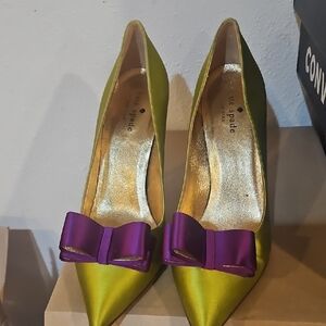 Kate Spade Lime and Violet Satin Heels